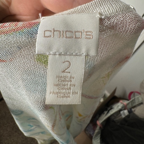 CHICOS‎ Watercolor Paisley Corey Cardigan Lightweight Size 2 (medium) Summer - Picture 4 of 6